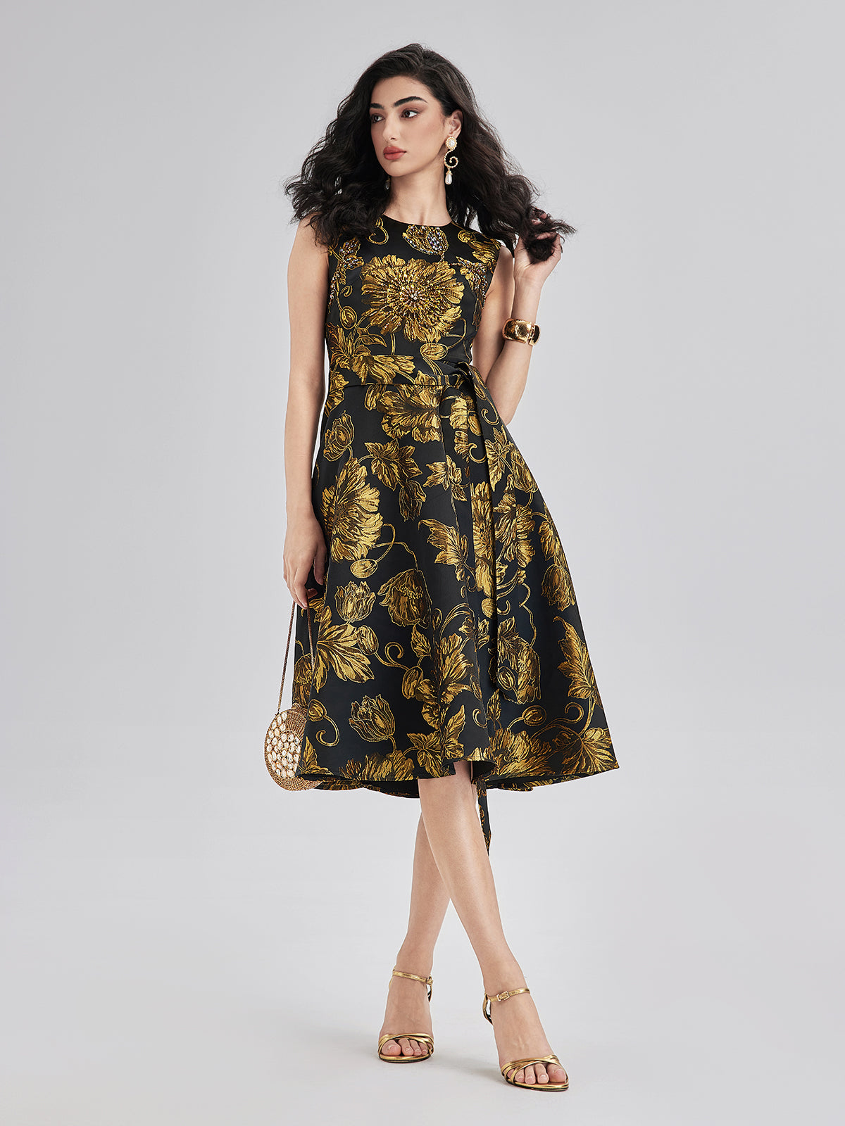 Hand-Sewn Floral Beaded Dress