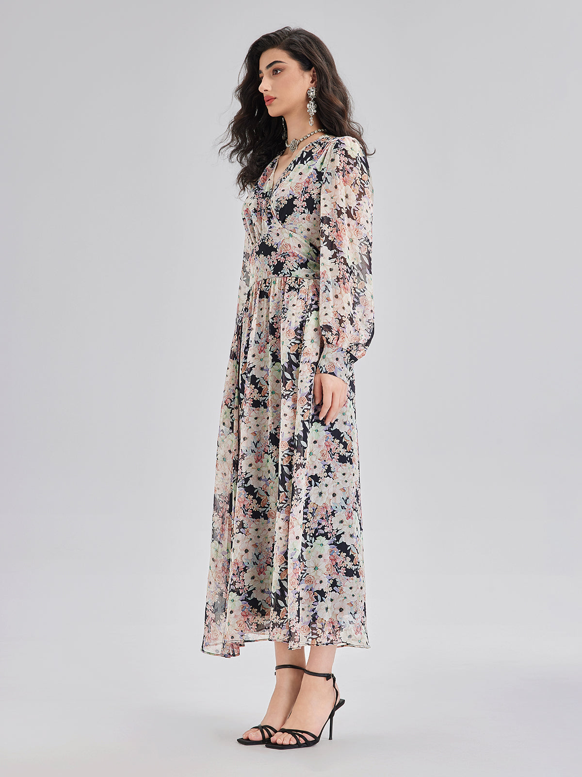 Elegant Lightweight Floral Wrap Dress