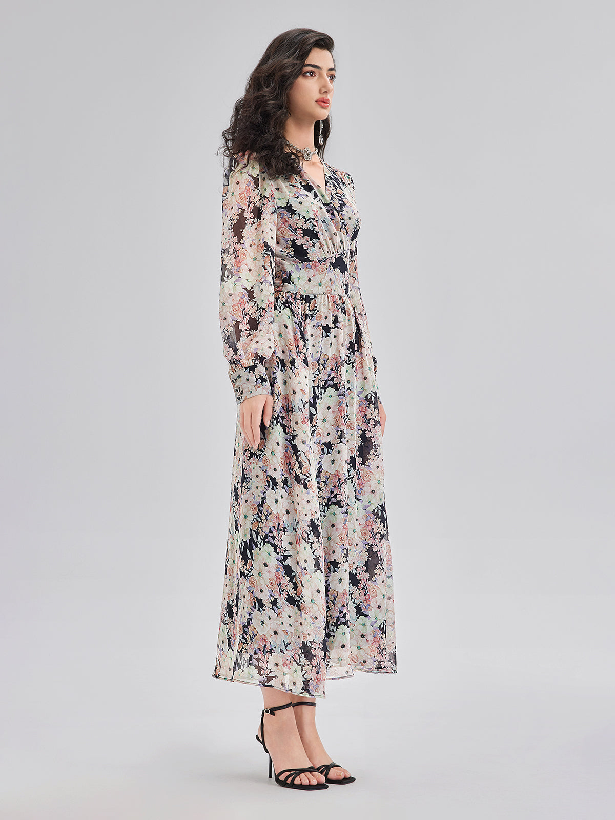 Elegant Lightweight Floral Wrap Dress