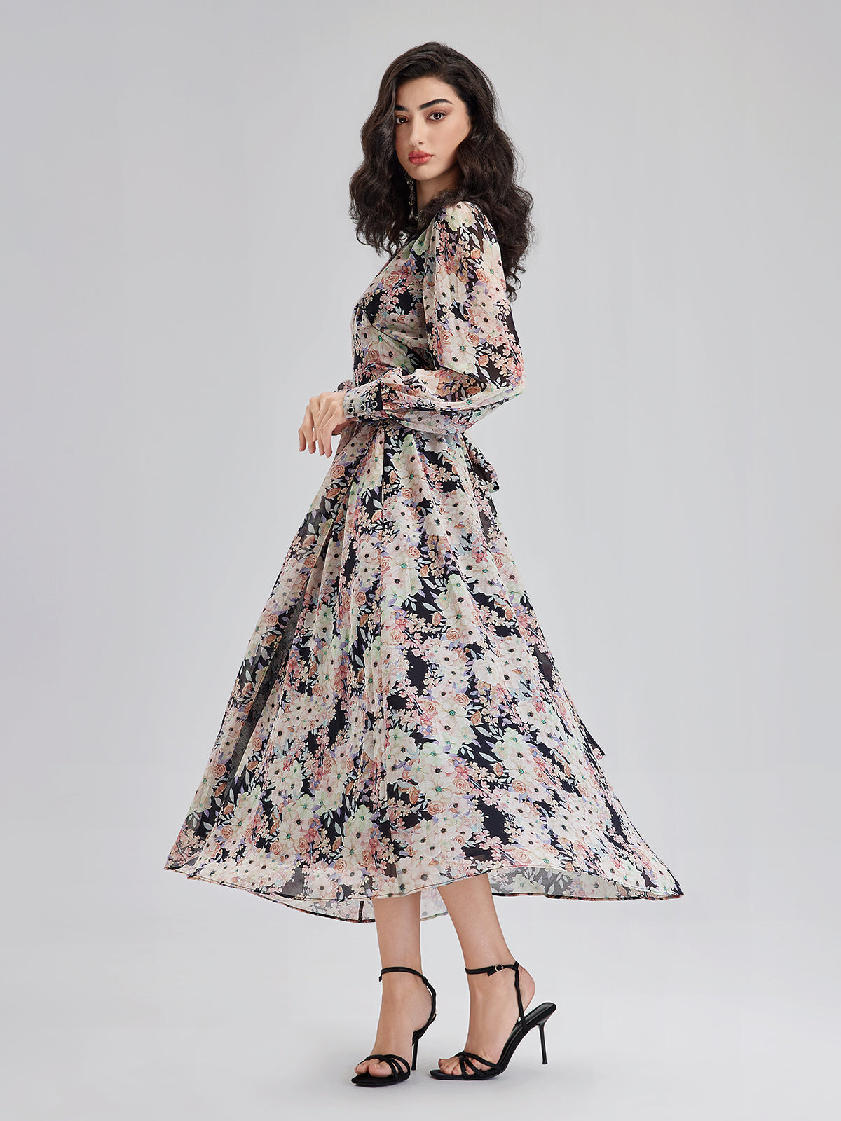 Elegant Lightweight Floral Wrap Dress