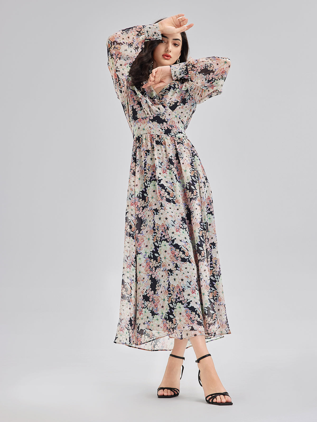 Elegant Lightweight Floral Wrap Dress
