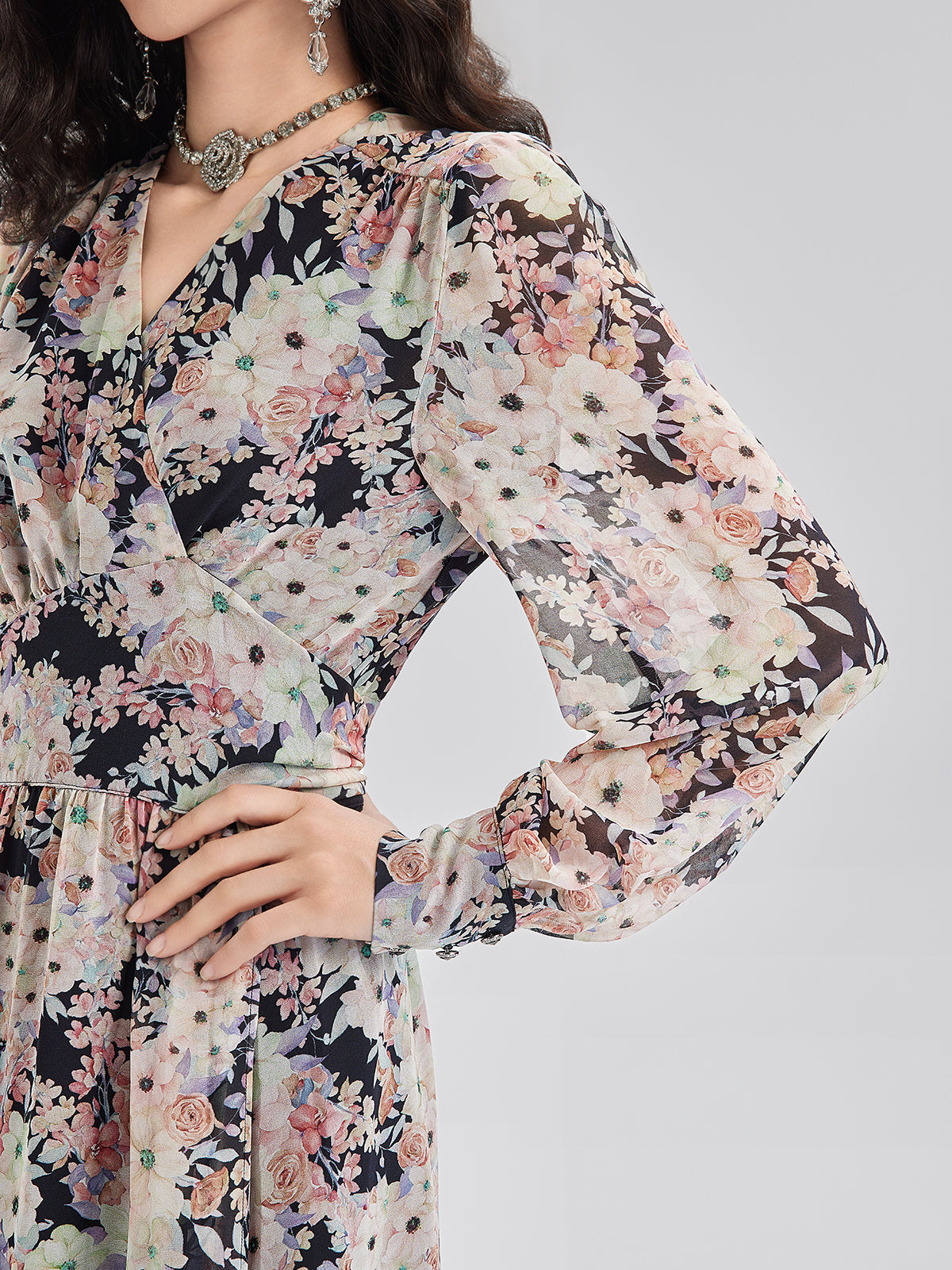 Elegant Lightweight Floral Wrap Dress