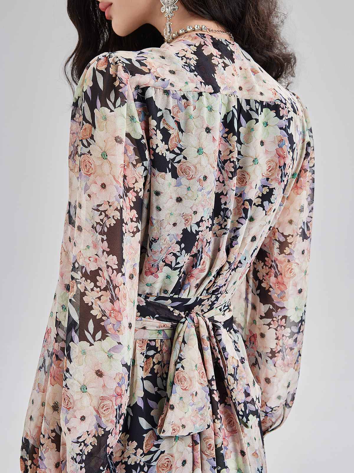 Elegant Lightweight Floral Wrap Dress