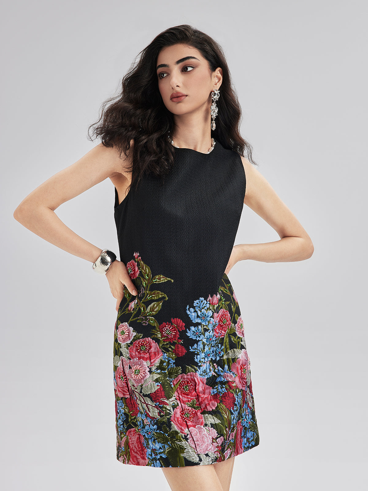 Limited Handcrafted 3D Beaded Floral Dress