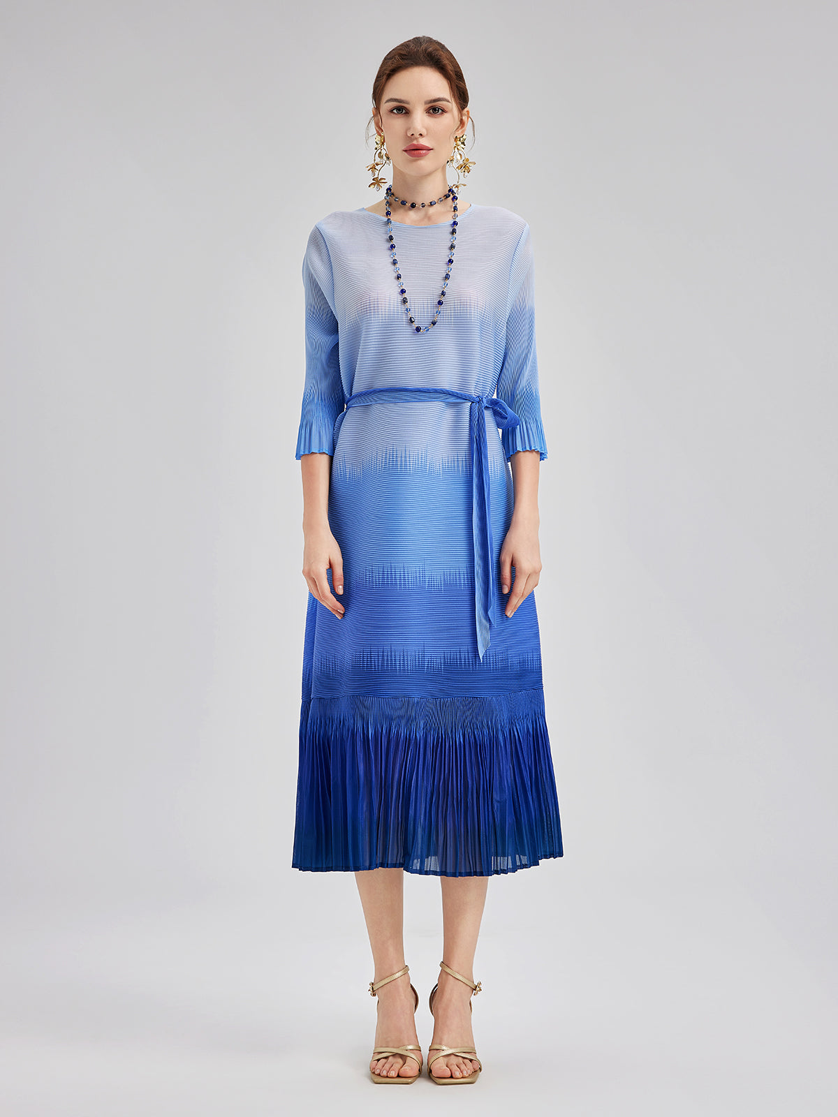 Elegant Ombre Pleated Panel Dress