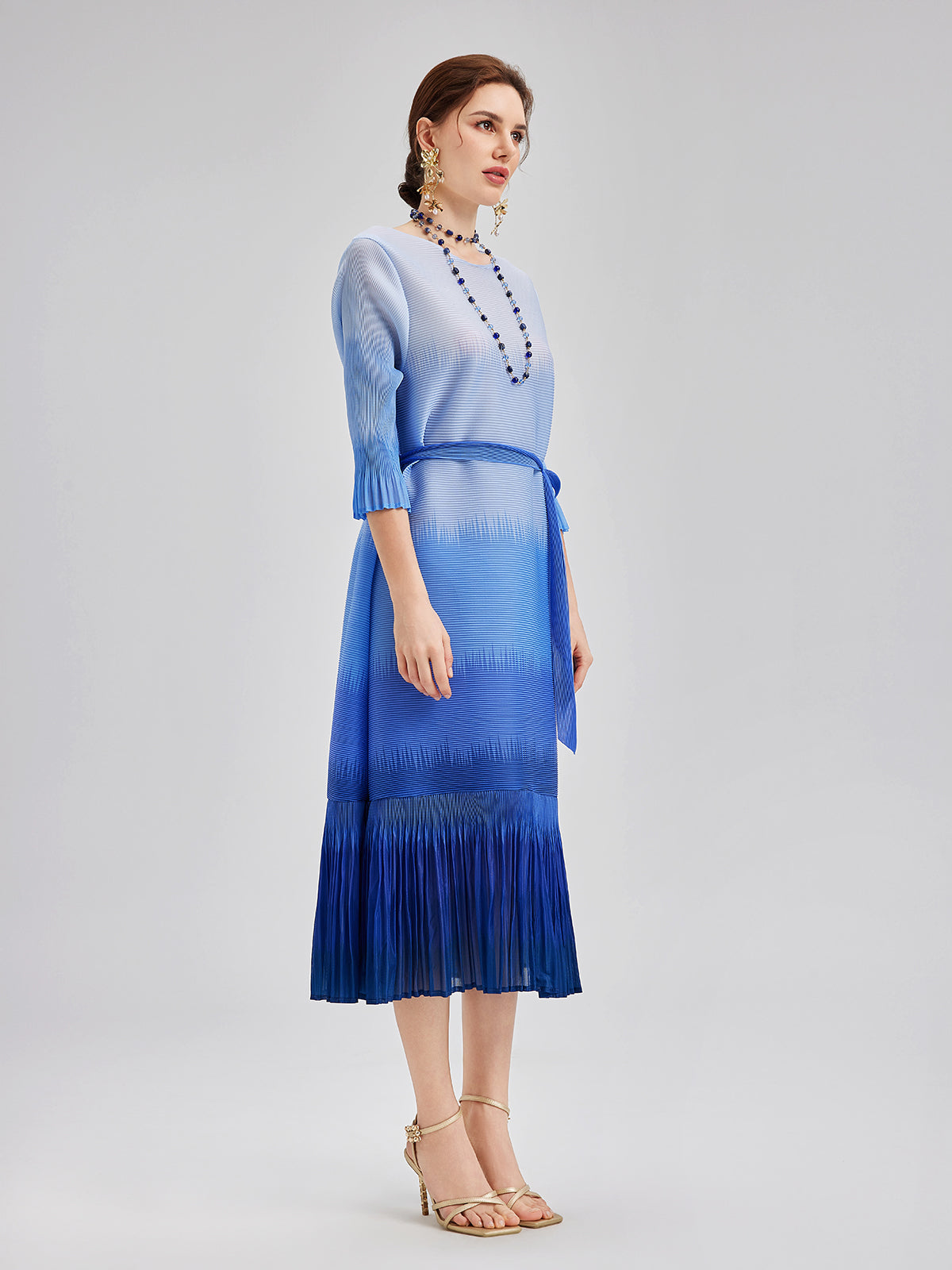 Elegant Ombre Pleated Panel Dress