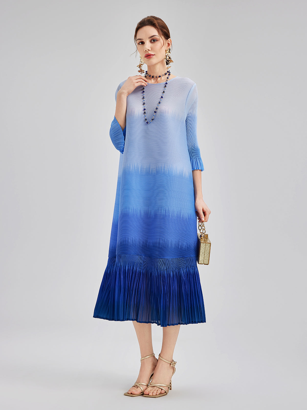 Elegant Ombre Pleated Panel Dress