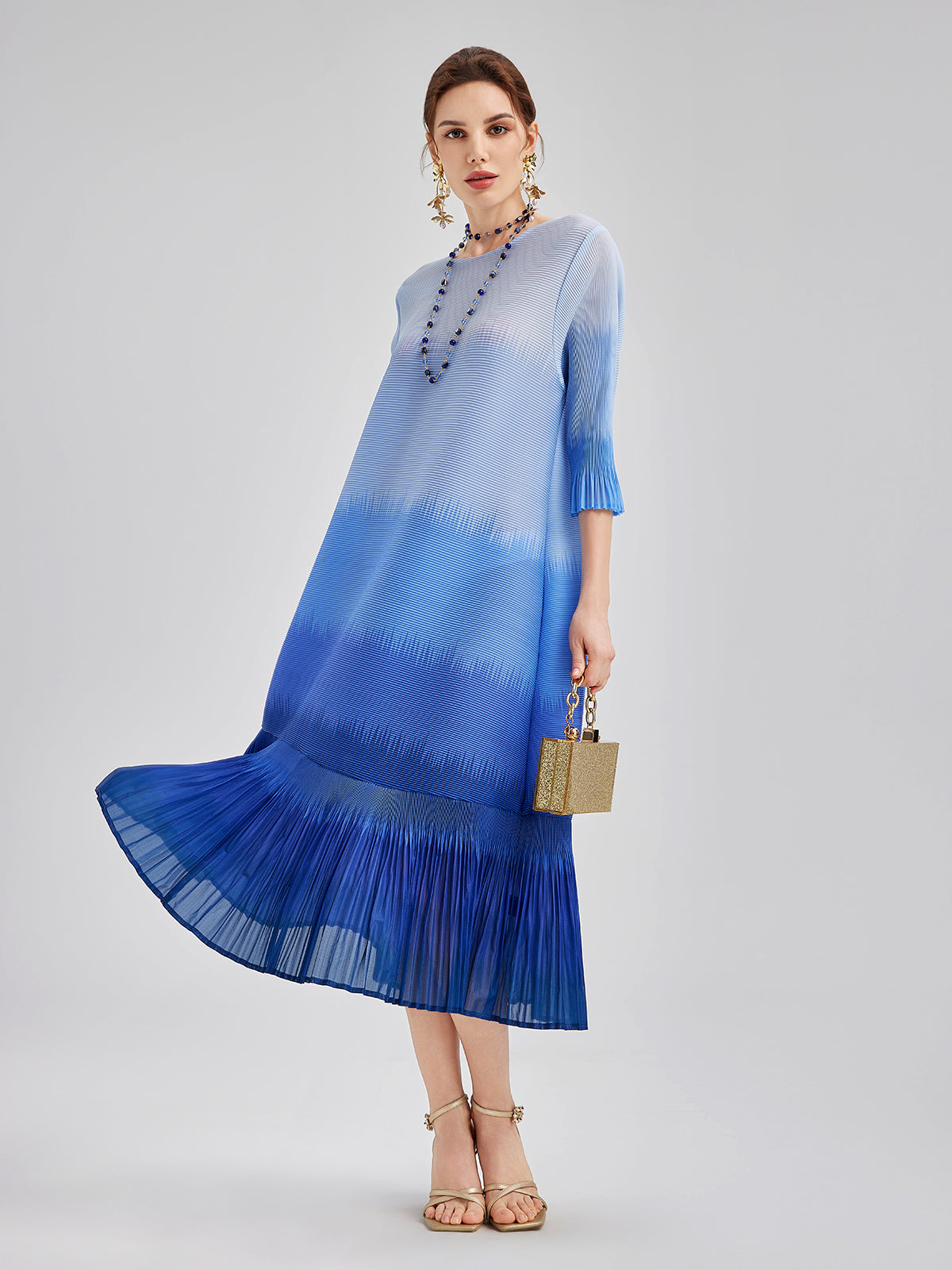 Elegant Ombre Pleated Panel Dress