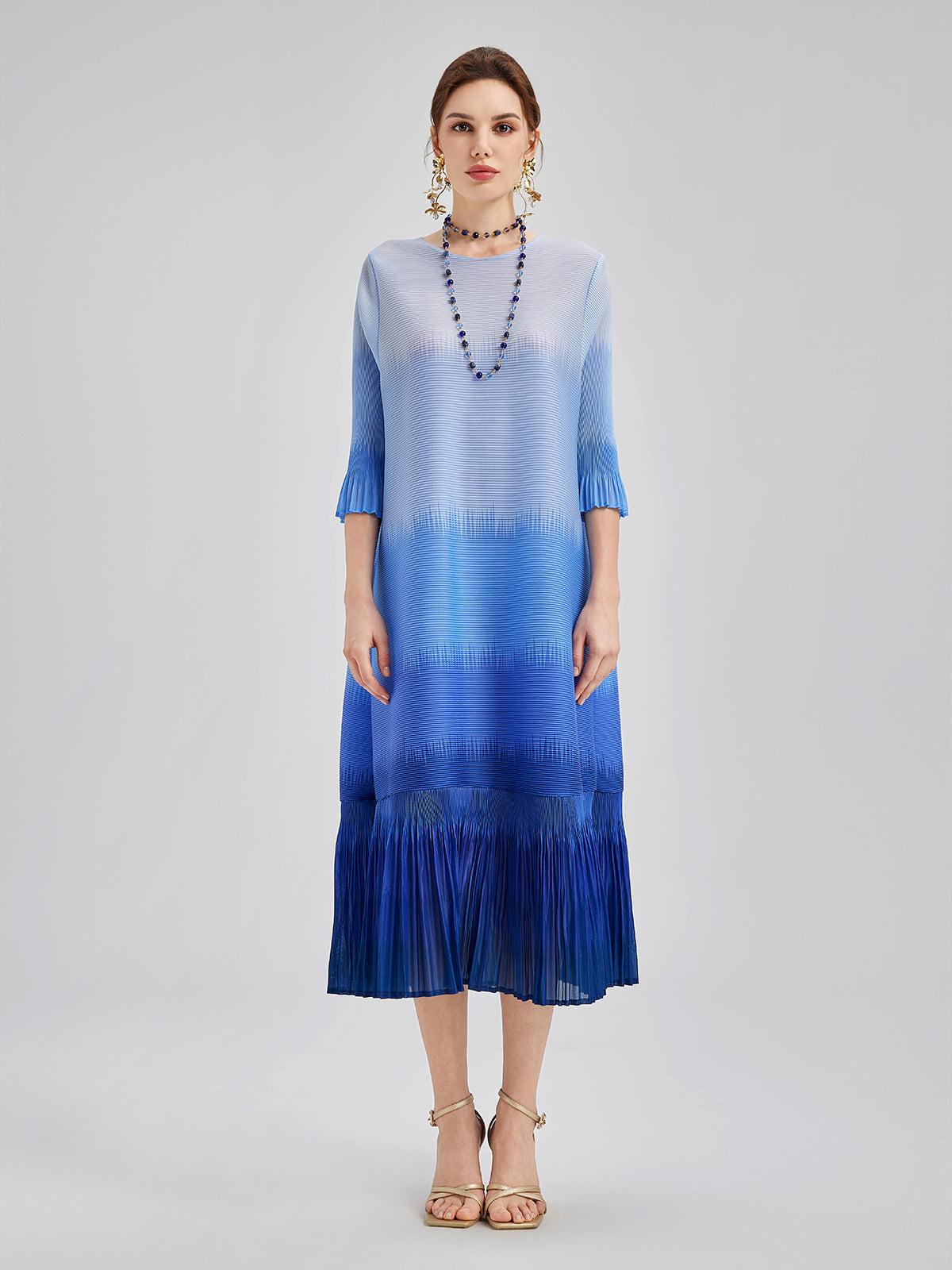 Elegant Ombre Pleated Panel Dress