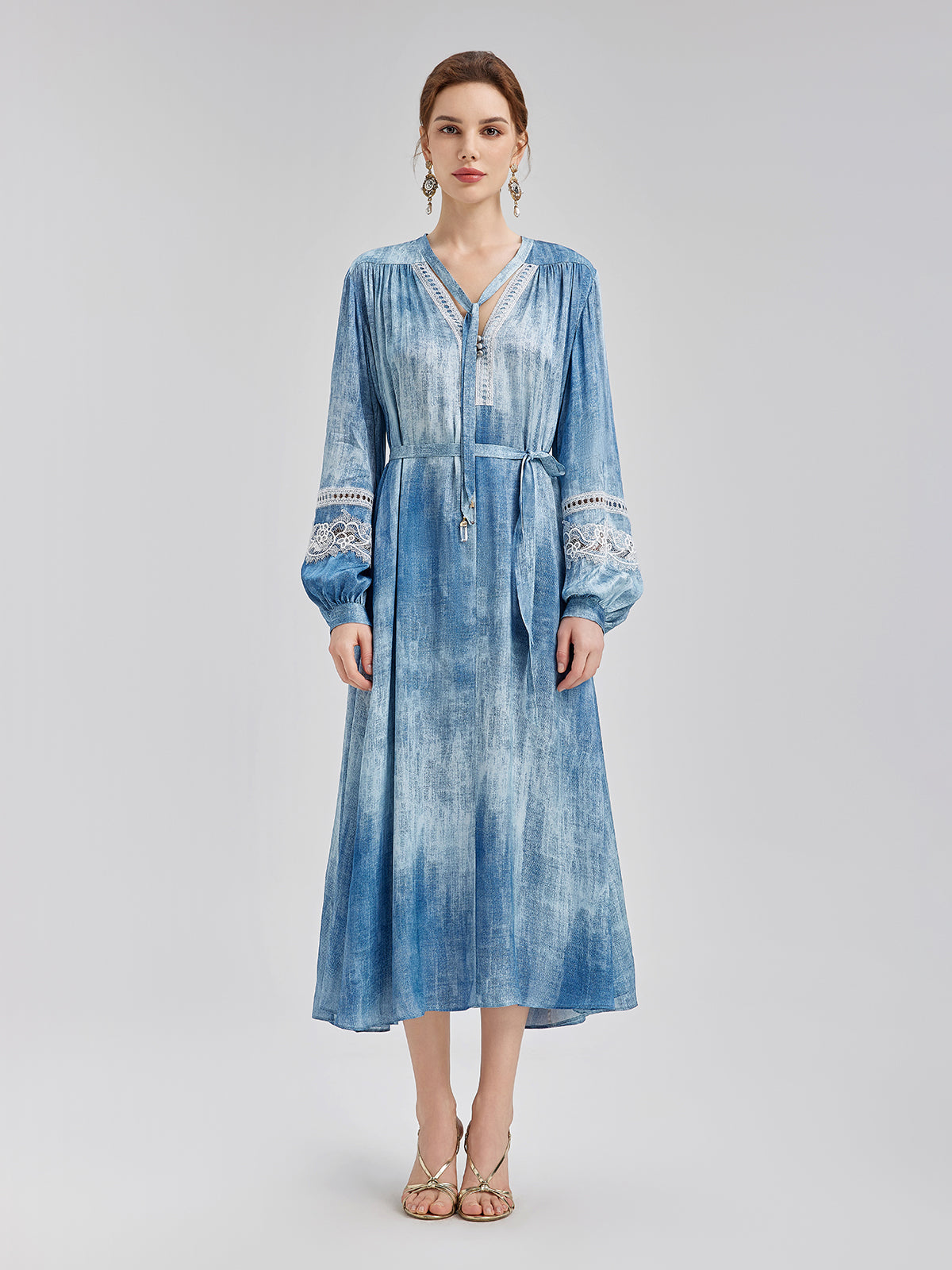 Artistic Gradient Openwork Lace Dress