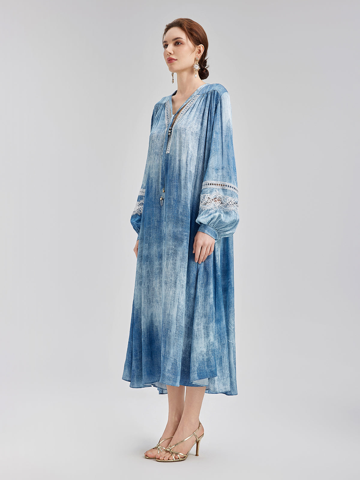 Artistic Gradient Openwork Lace Dress