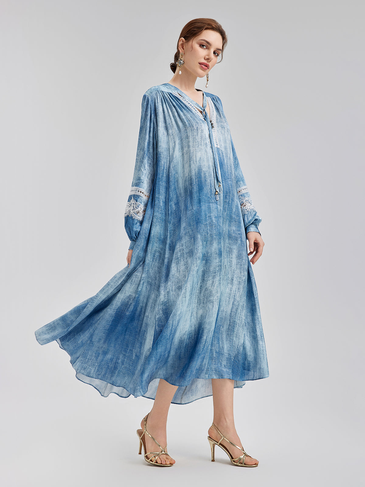 Artistic Gradient Openwork Lace Dress