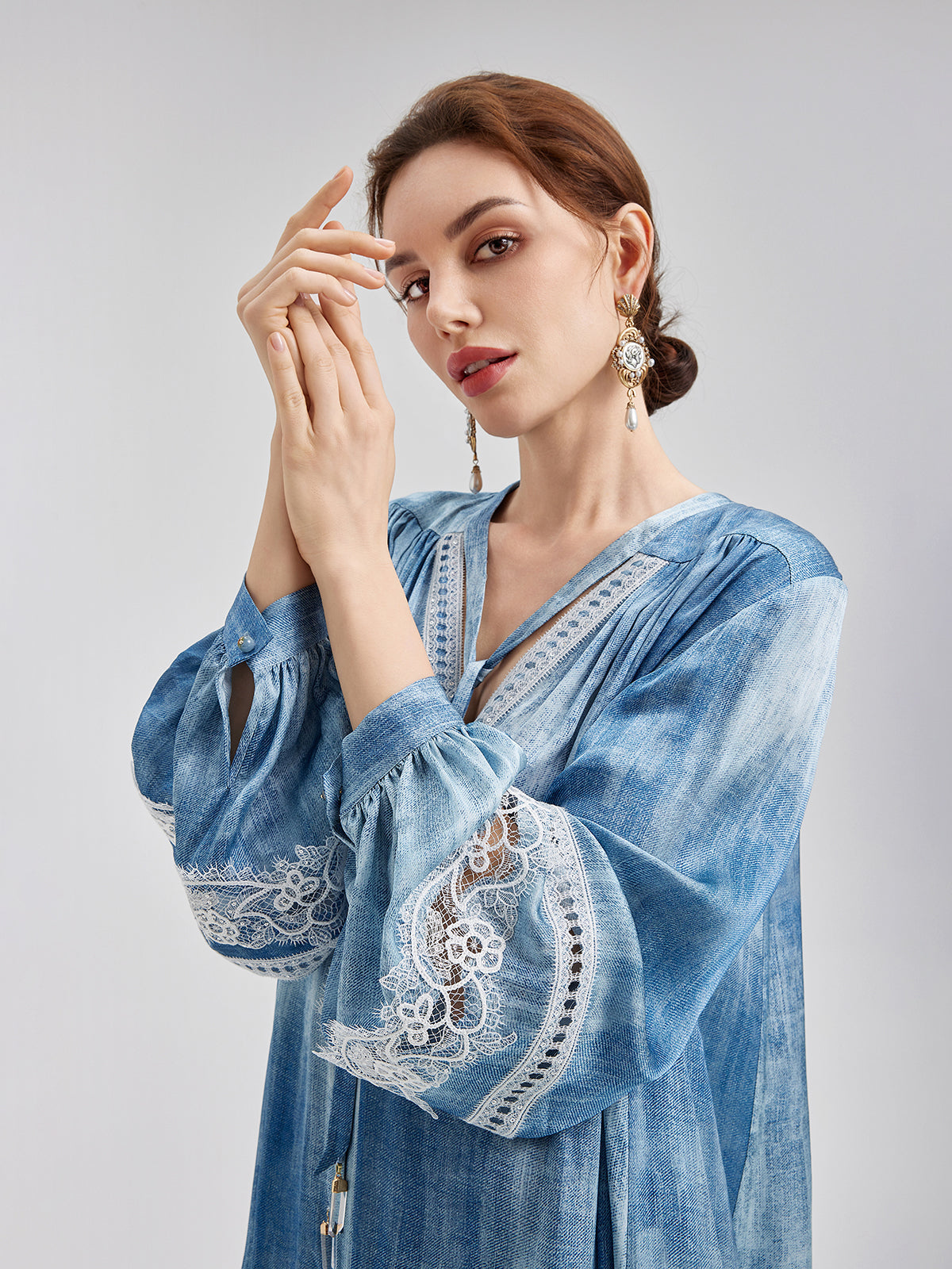 Artistic Gradient Openwork Lace Dress