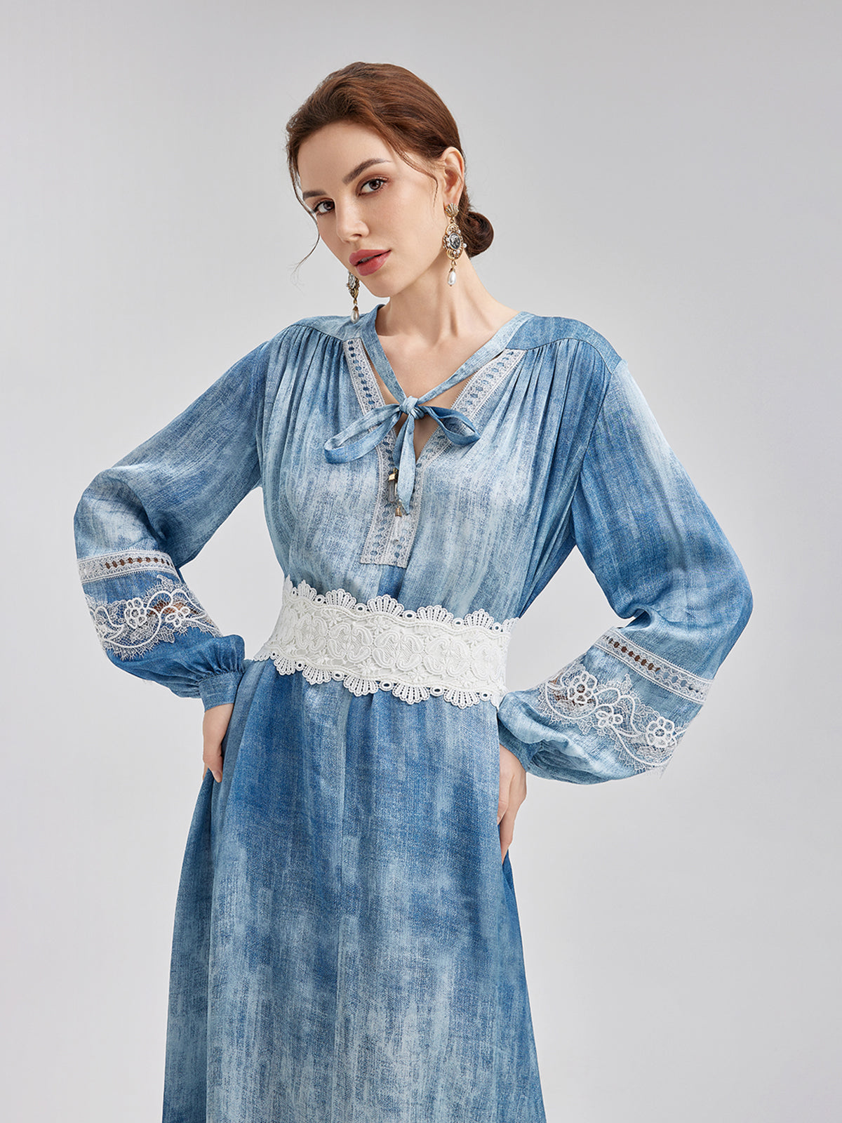 Artistic Gradient Openwork Lace Dress