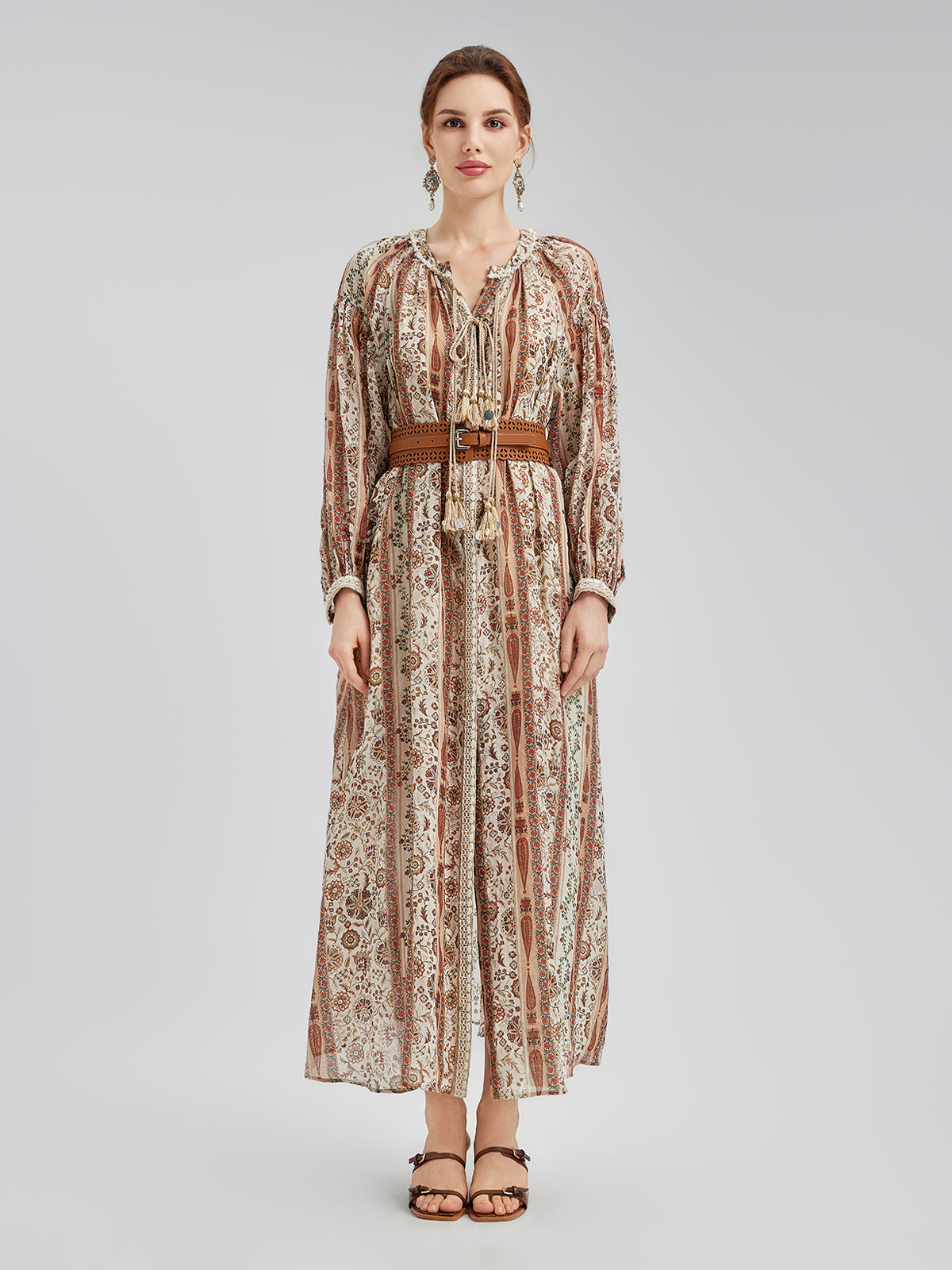 Breathable Ethnic Print Ramie Dress