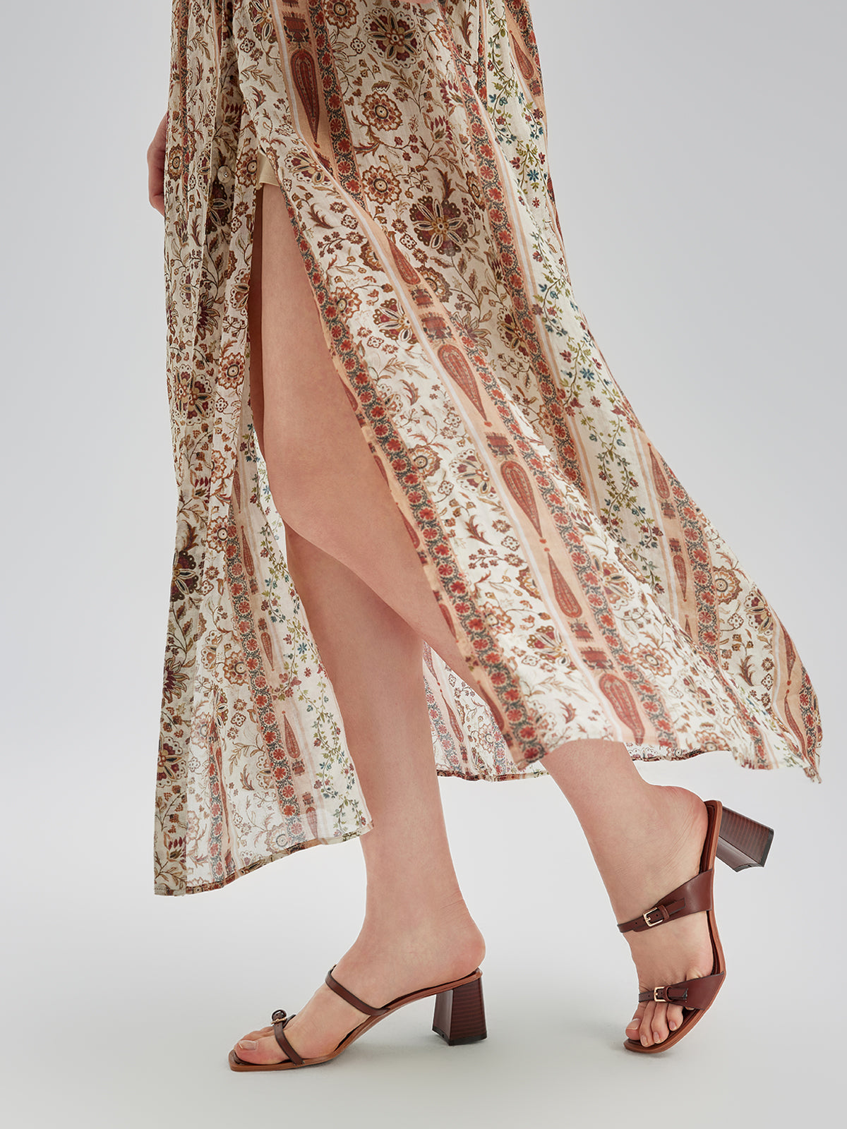Breathable Ethnic Print Ramie Dress