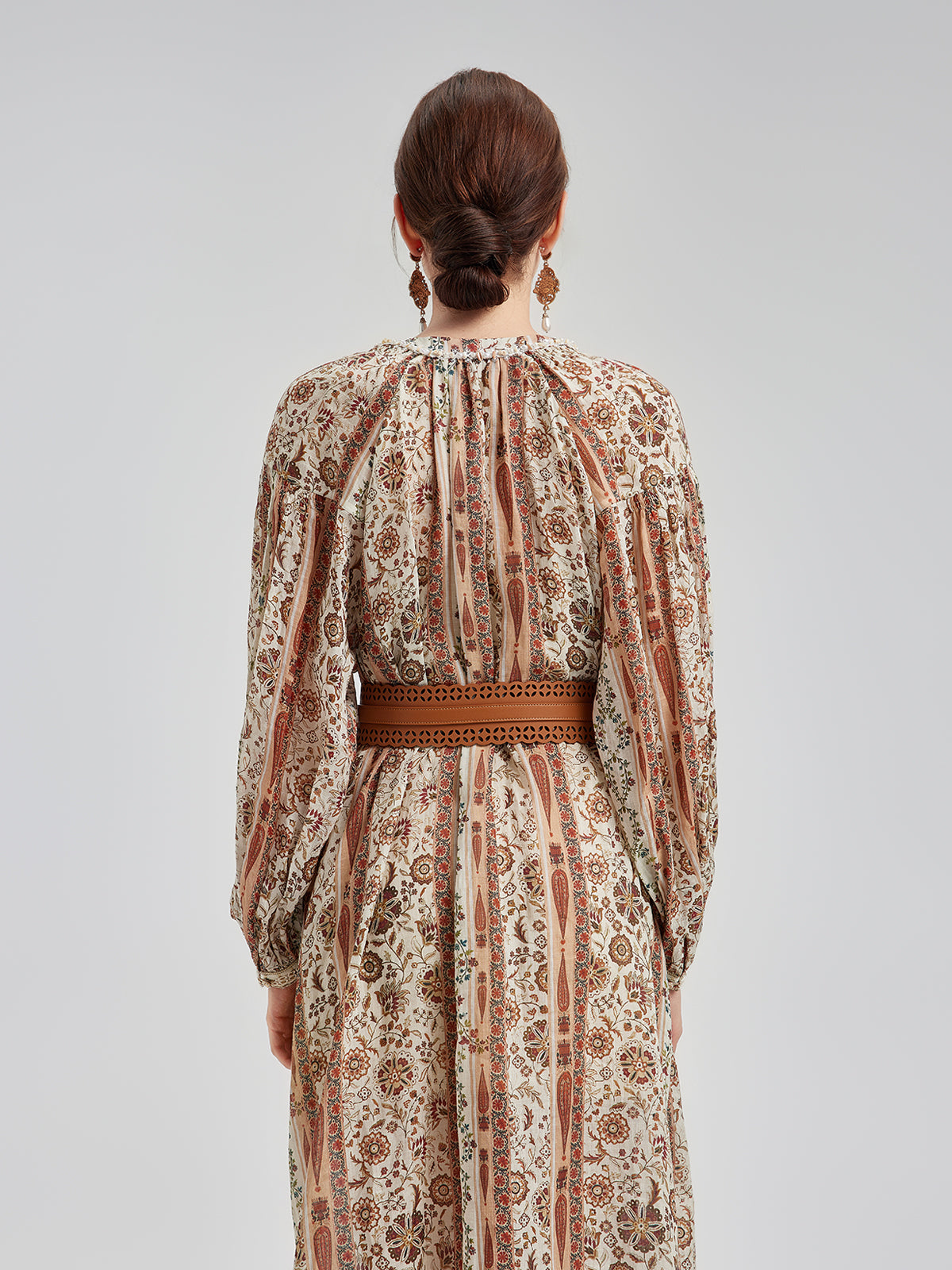 Breathable Ethnic Print Ramie Dress