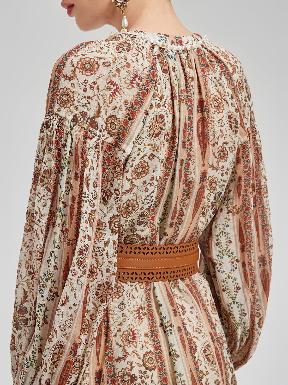 Breathable Ethnic Print Ramie Dress