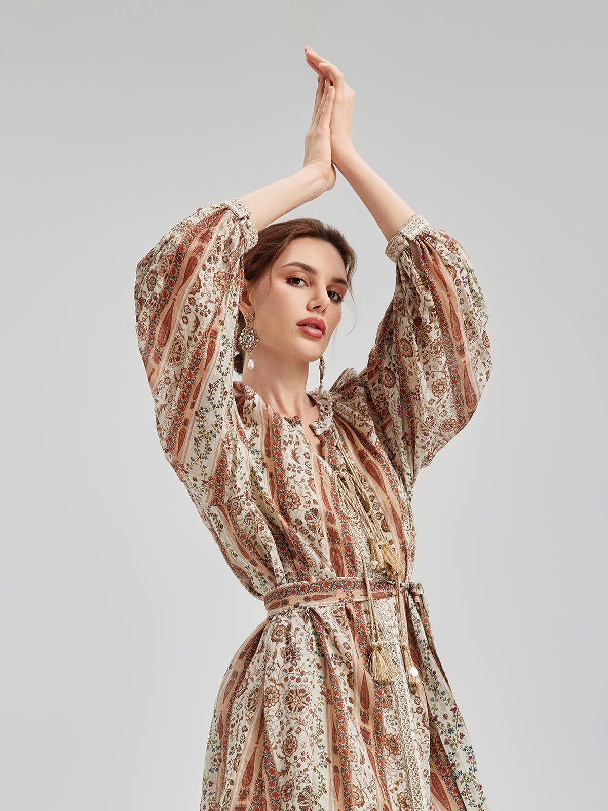 Breathable Ethnic Print Ramie Dress