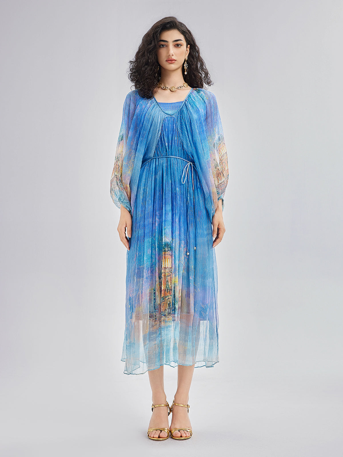 Elegant Silk Tie-Waist Dress