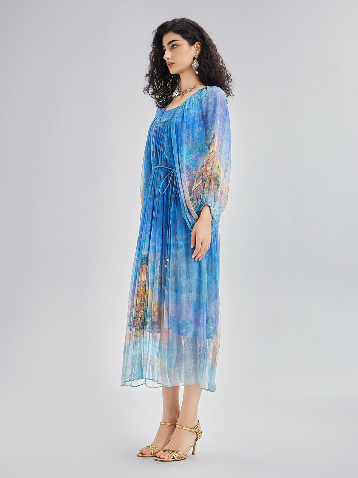 Elegant Silk Tie-Waist Dress