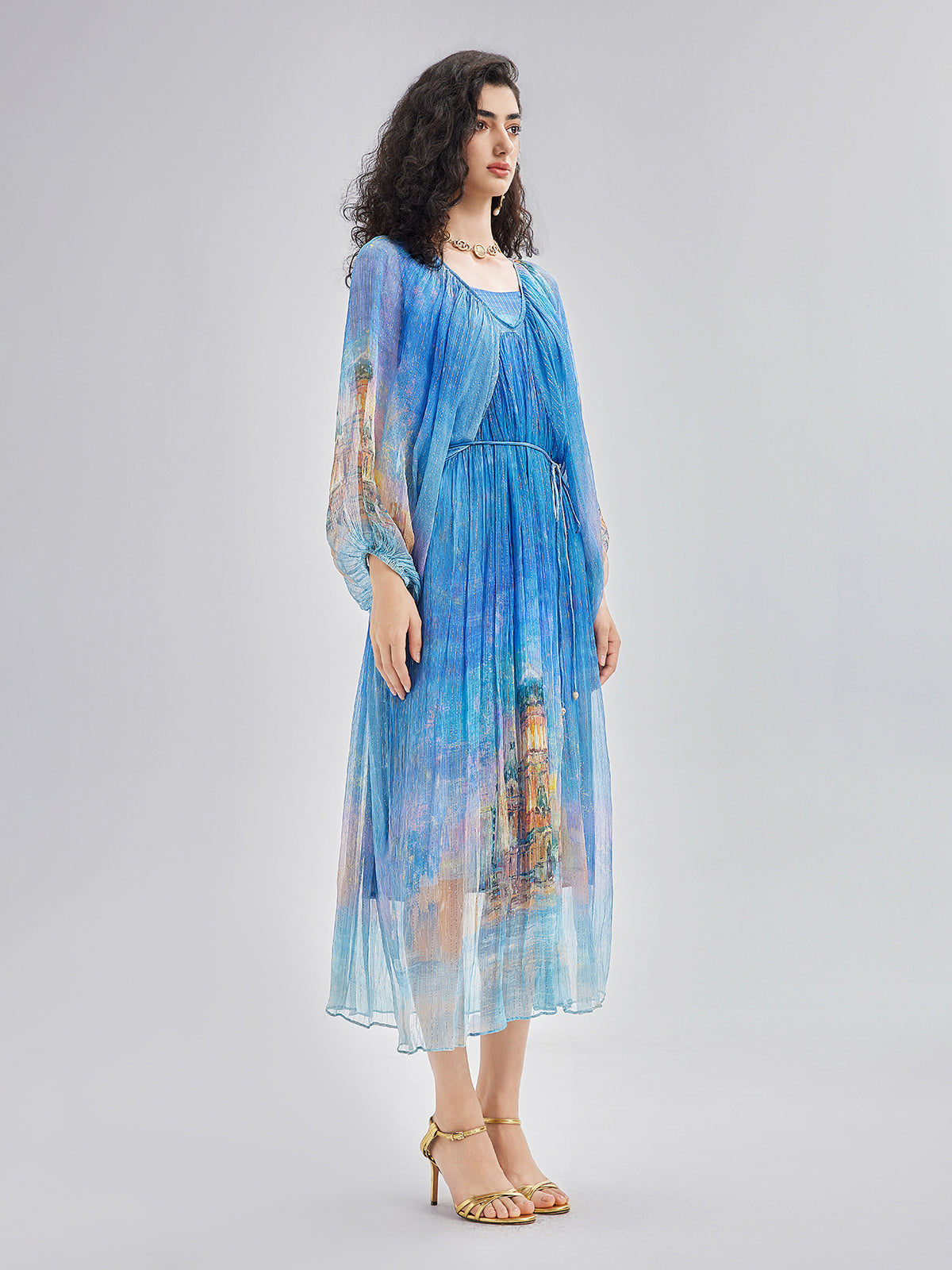 Elegant Silk Tie-Waist Dress