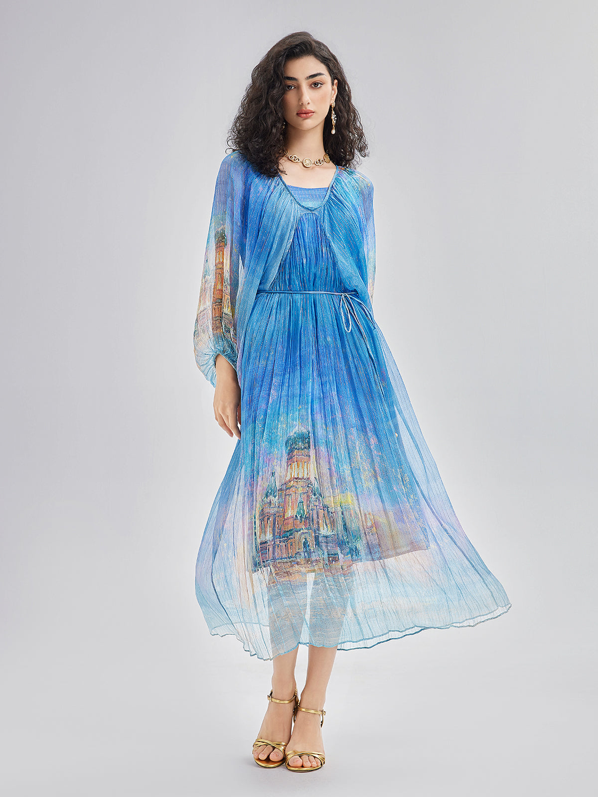 Elegant Silk Tie-Waist Dress