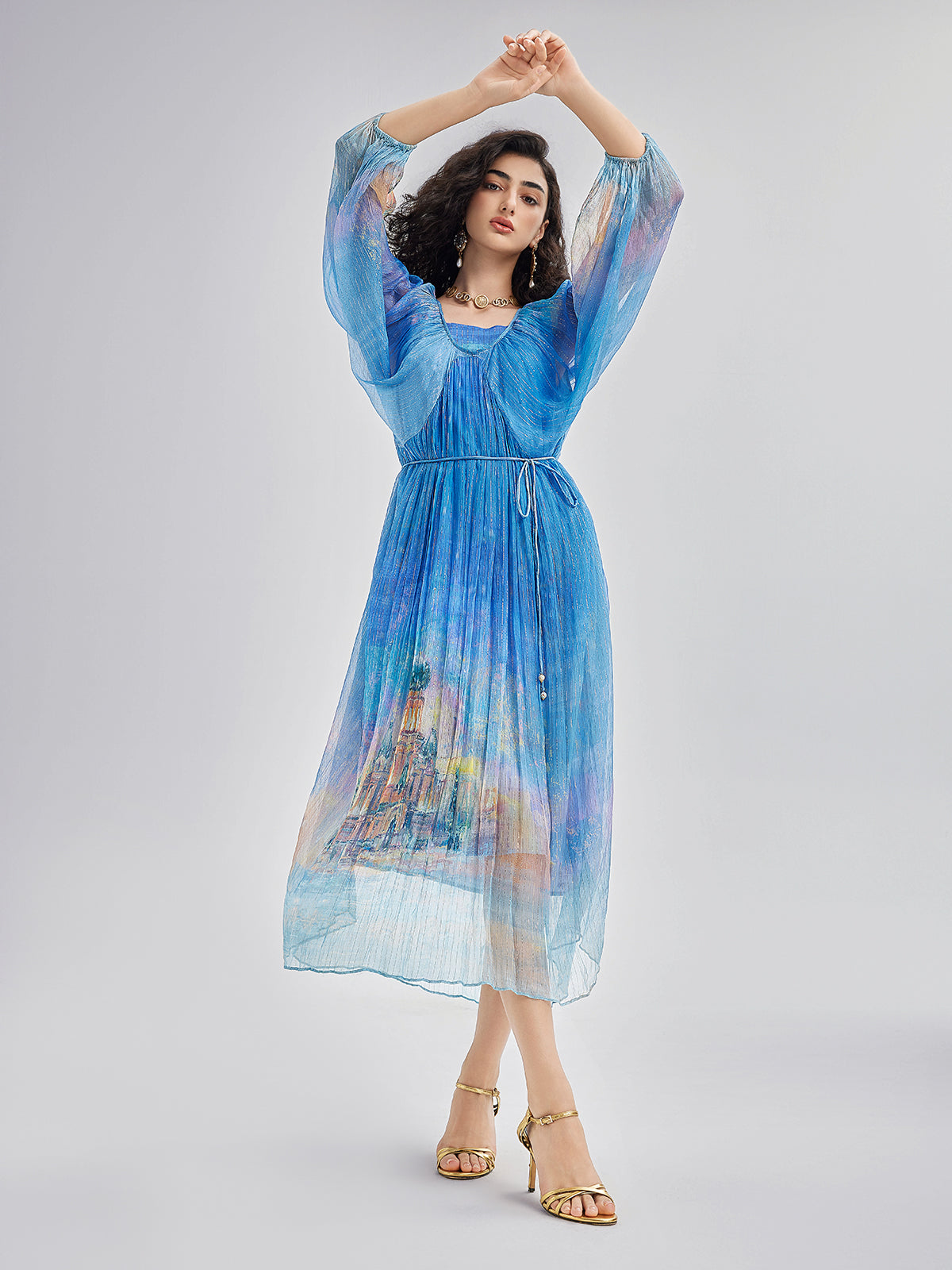 Elegant Silk Tie-Waist Dress