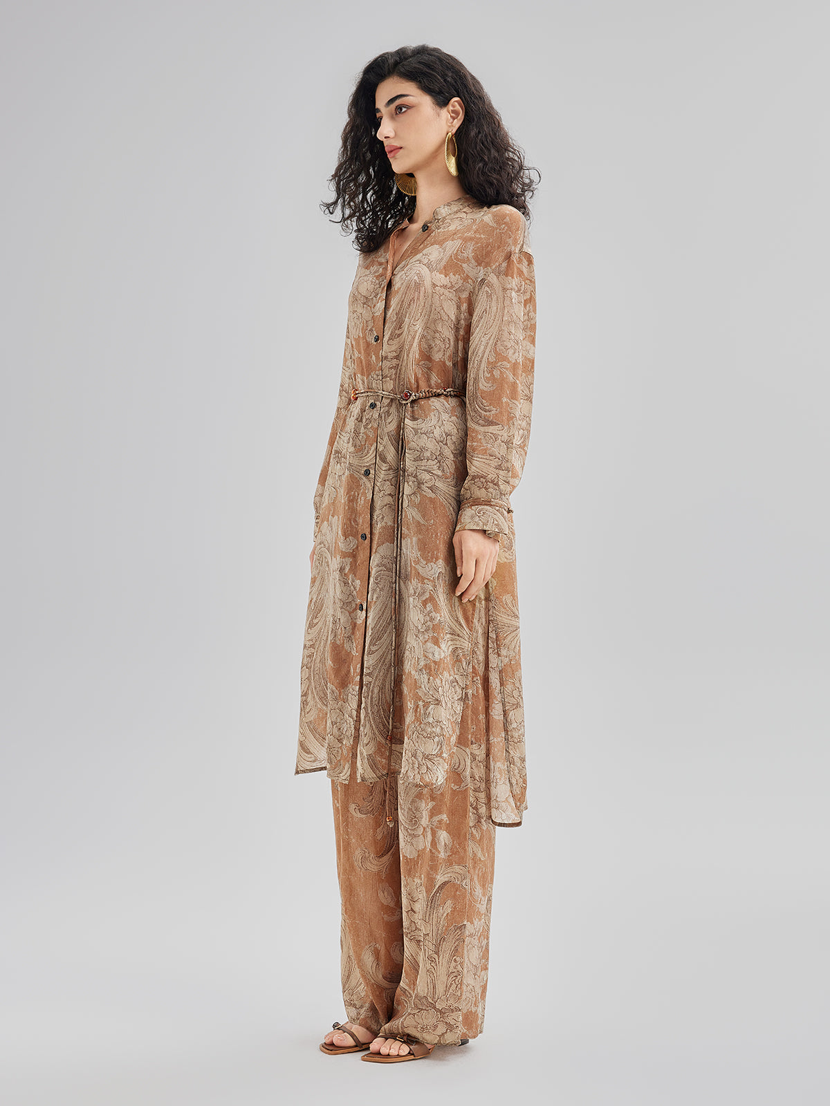Baroque Print Cupro Vacation Dress