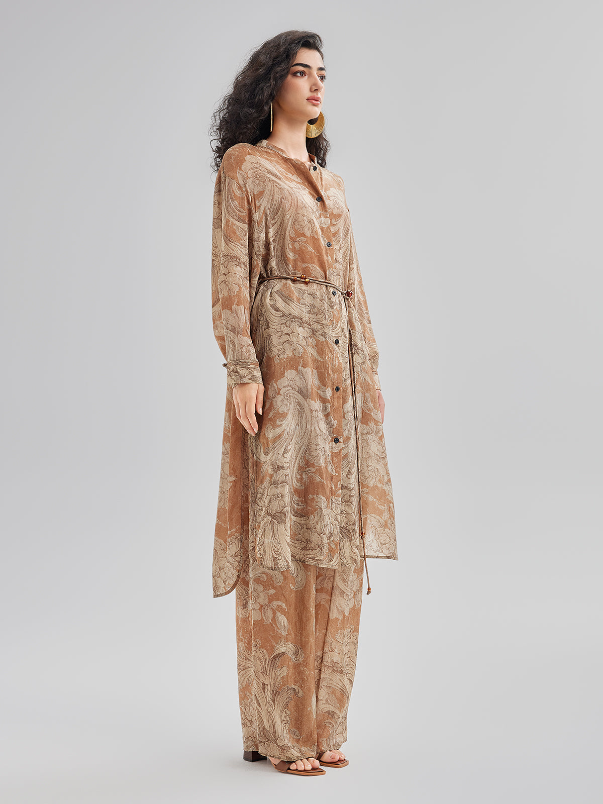 Baroque Print Cupro Vacation Dress