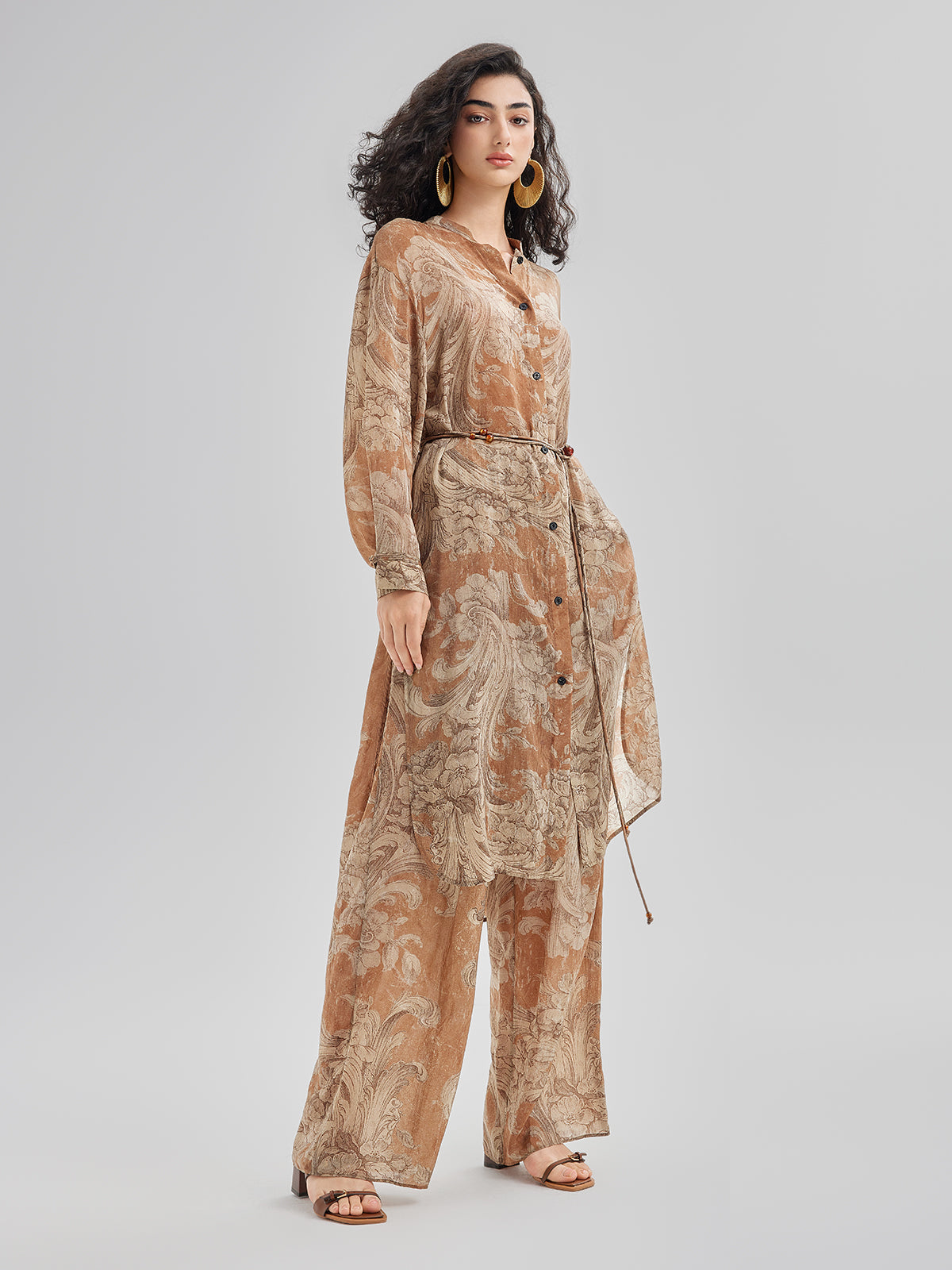 Baroque Print Cupro Vacation Dress