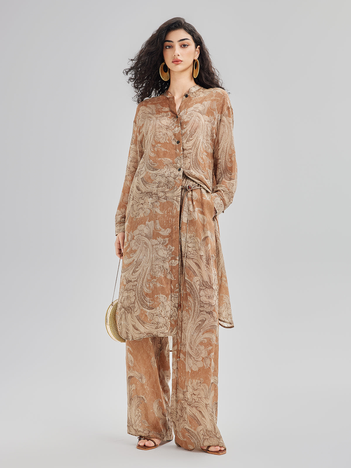 Baroque Print Cupro Vacation Dress