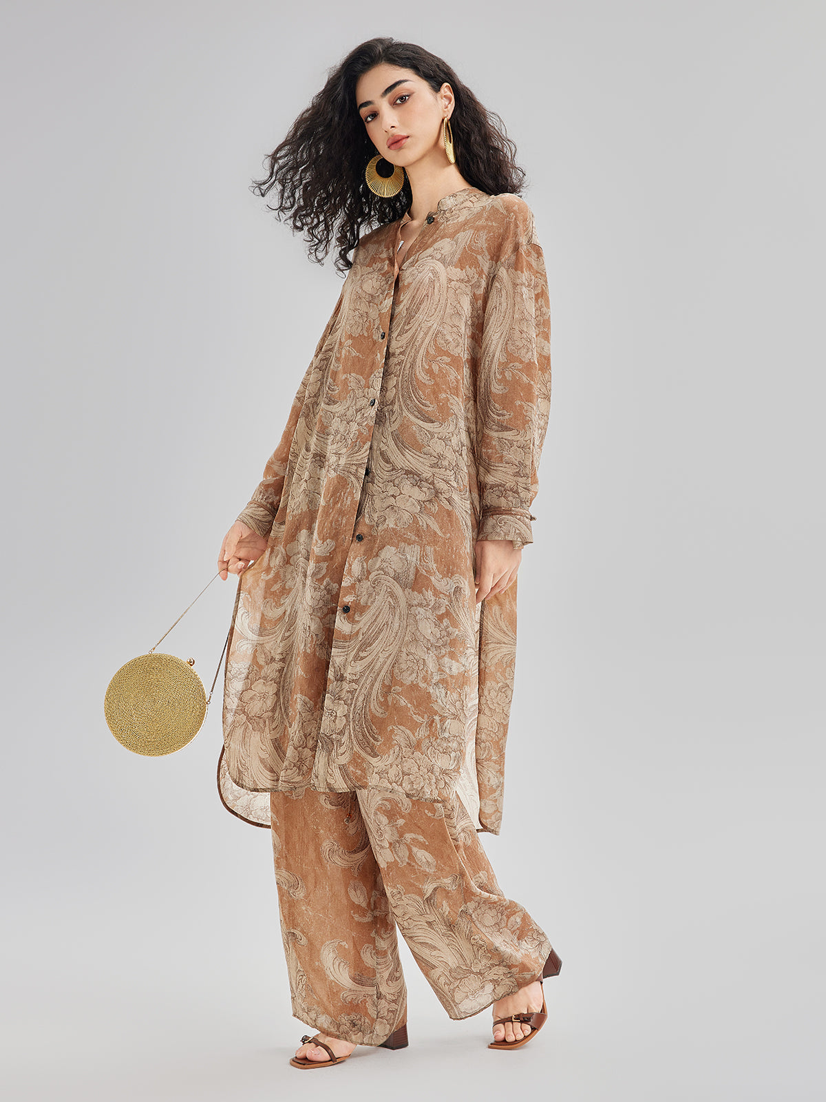 Baroque Print Cupro Vacation Dress