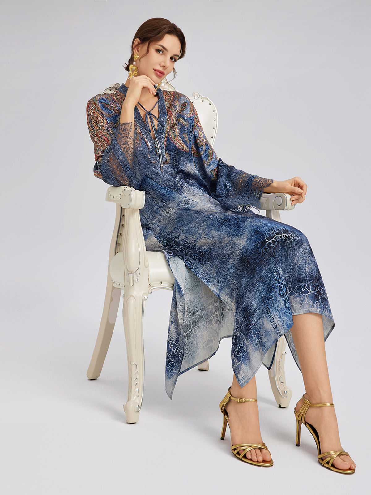 100% Silk Paisley Tie-Dye Dress