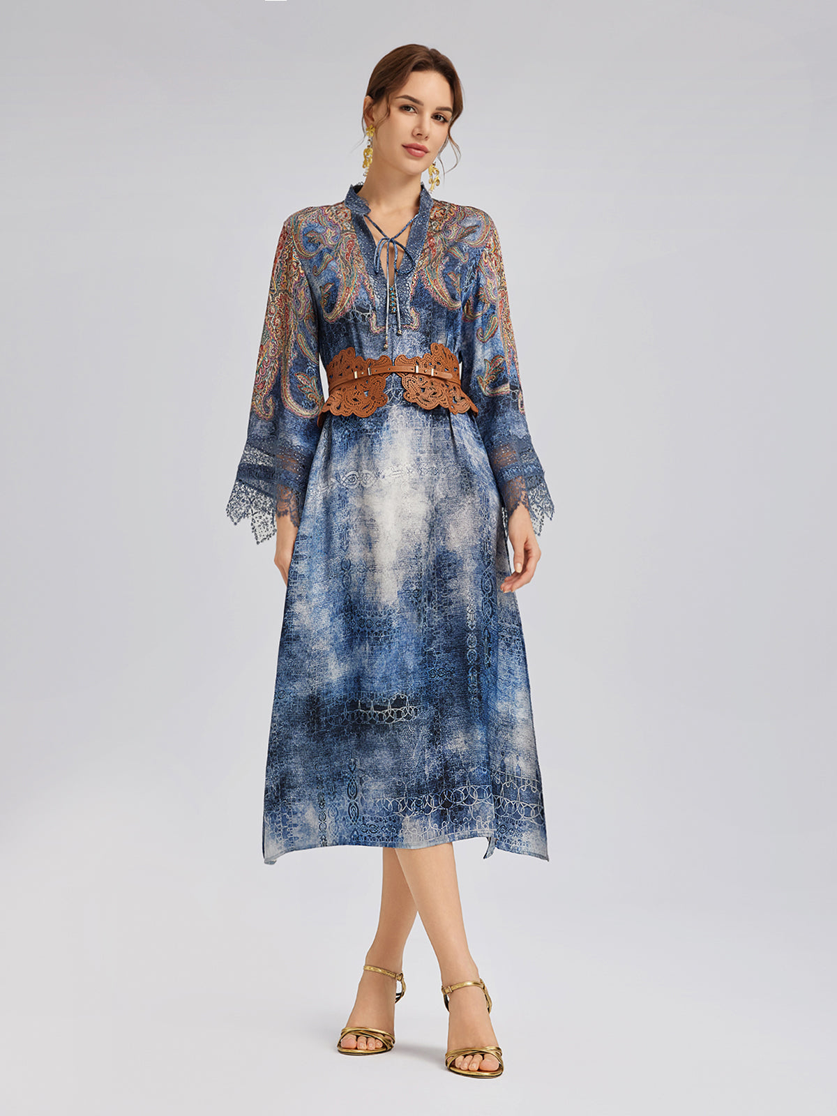 100% Silk Paisley Tie-Dye Dress