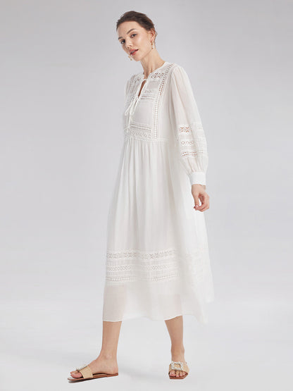 Cutout Embroidered Lacing Dress