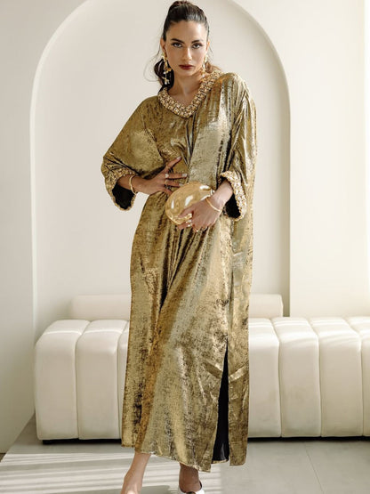 Stunning Gold V-neck Dress