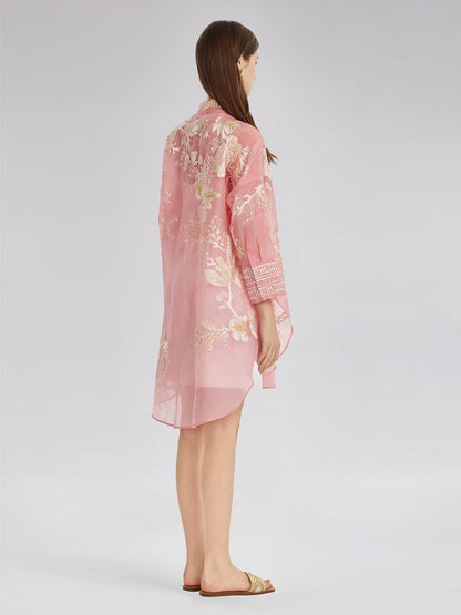 Mulberry Silk Jacquard Long Top