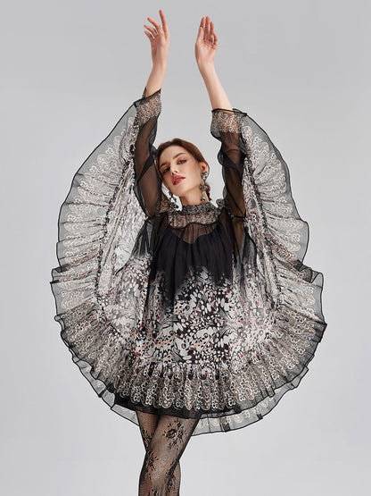 Silk Rhinestone-Embellished Baroque Print Dress