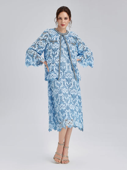 Baroque Two-Tone Lace Dress