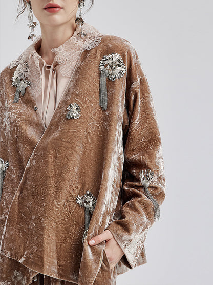 Silk Velvet Tassel Beaded Set