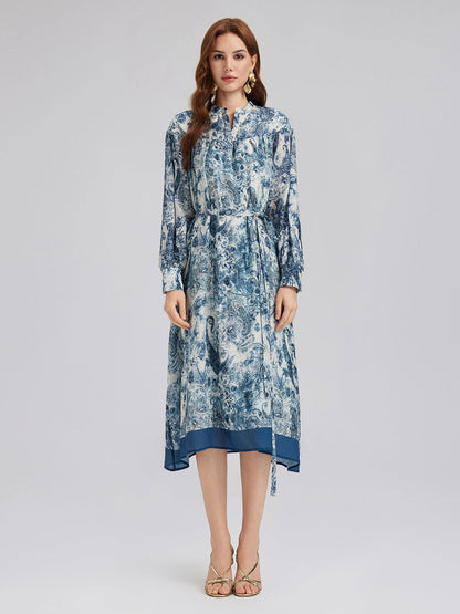 Loose Printed Sun Protection Ramie Dress