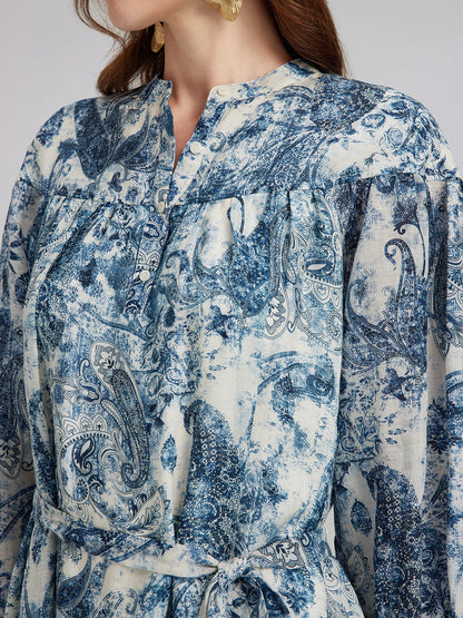Loose Printed Sun Protection Ramie Dress