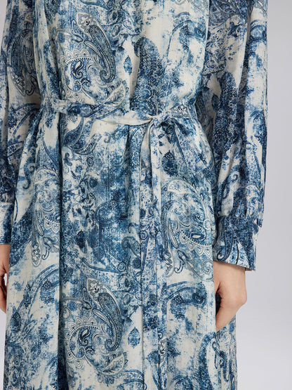 Loose Printed Sun Protection Ramie Dress