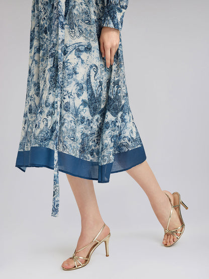 Loose Printed Sun Protection Ramie Dress