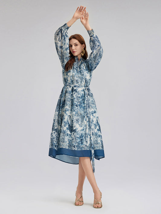 Loose Printed Sun Protection Ramie Dress