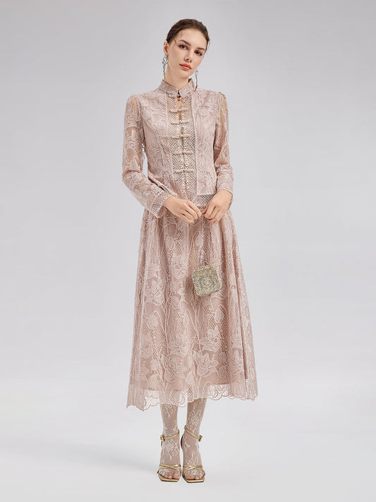 Lace-Collared Floral Embellished Set