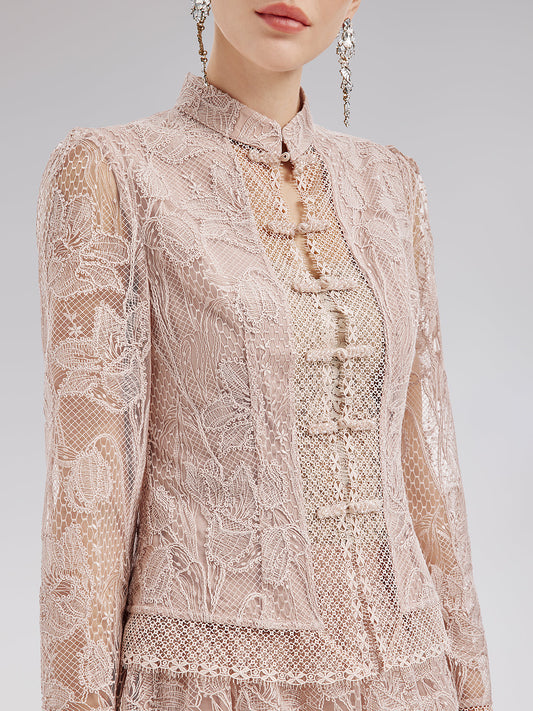 Lace-Collared Floral Embellished Set