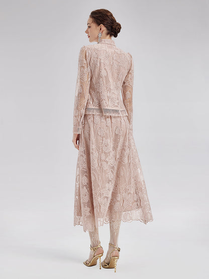 Lace-Collared Floral Embellished Set