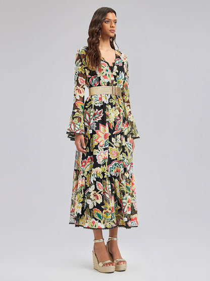 Vacation Lace Jacquard Print Dress
